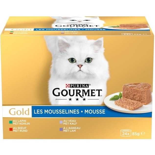 کنسرو گربه گورمت گلد آلمانی پک 24 عددی 4 طعم مختلف Gourmet Gold