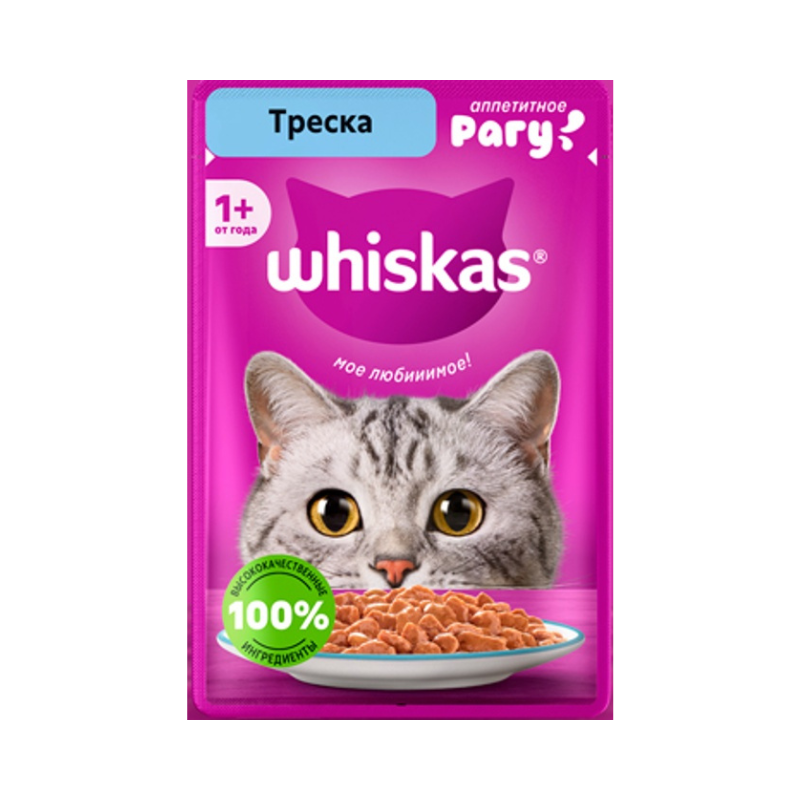 پوچ گربه ویسکاس با طعم ماهی کاد وزن 75 گرم | Whiskas Pouch With Cod Fish 75gr