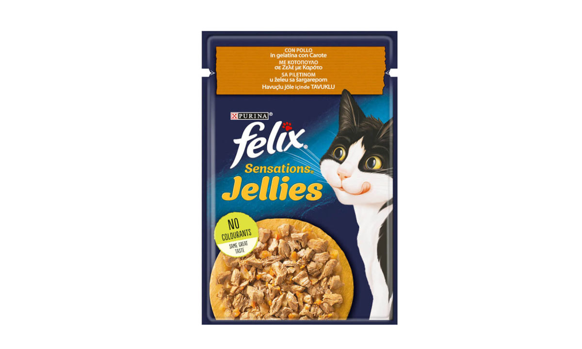 پوچ گربه فلیکس پورینا فرانسه طعم مرغ با هویج ژله ای 85 گرم | Felix Sensations Chicken and carrot in Jellies 85g