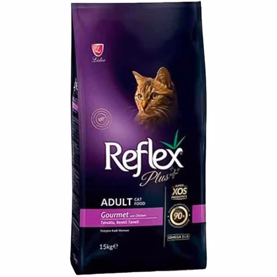 غذای خشک گربه بالغ رفلکس پلاس گورمت با طعم مرغ 15 کیلوگرم | Reflex Plus Gourmet adult cat food with Chicken 15Kg