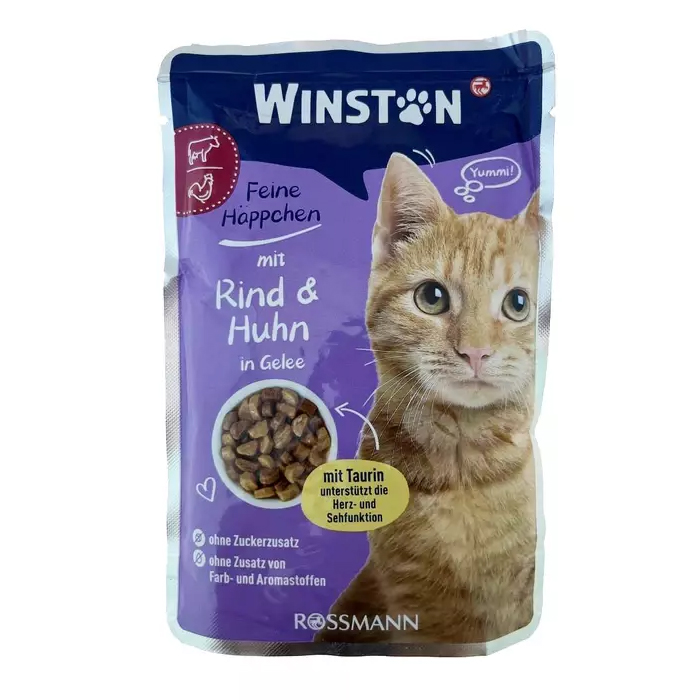 پوچ وینستون طعم مرغ و گوشت گاو وزن 100 گرم | winston pouch with Huhn and Rind 100gr