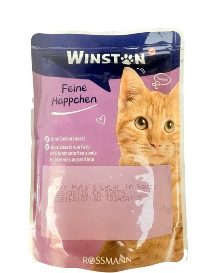 پوچ گربه وینستون طعم بوقلمون و جگر در سس 100 گرم | Winston Pouch With turkey &amp; liver in sauce 100g