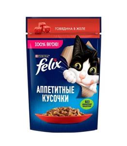 پوچ گربه فلیکس پورینا با طعم گوشت در ژله 75 گرم (روسی) ا Felix junior beef in jelly 75g