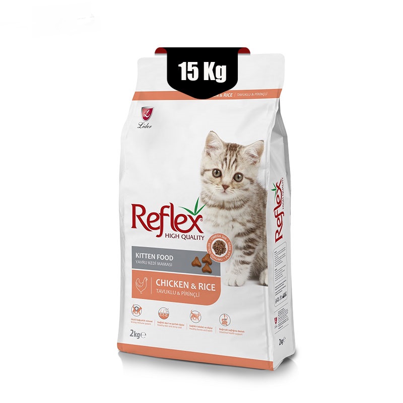 غذای خشک گربه کیتن رفلکس 15 کیلوگرمی (اصلی ترکیه) ا reflex kitten food with chicken &amp; rice 15kg
