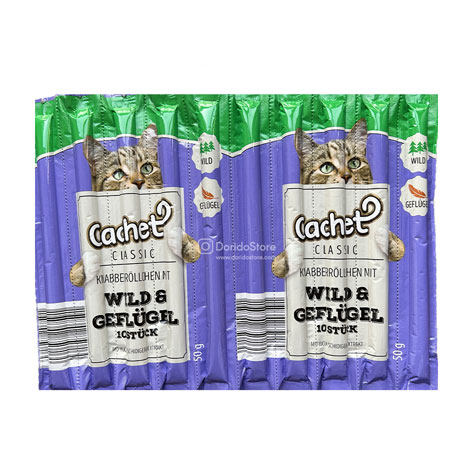 تشویقی مدادی گربه کچت طعم گوشت شکاری و پرنده | Cachet Classic wild & Geflugel &