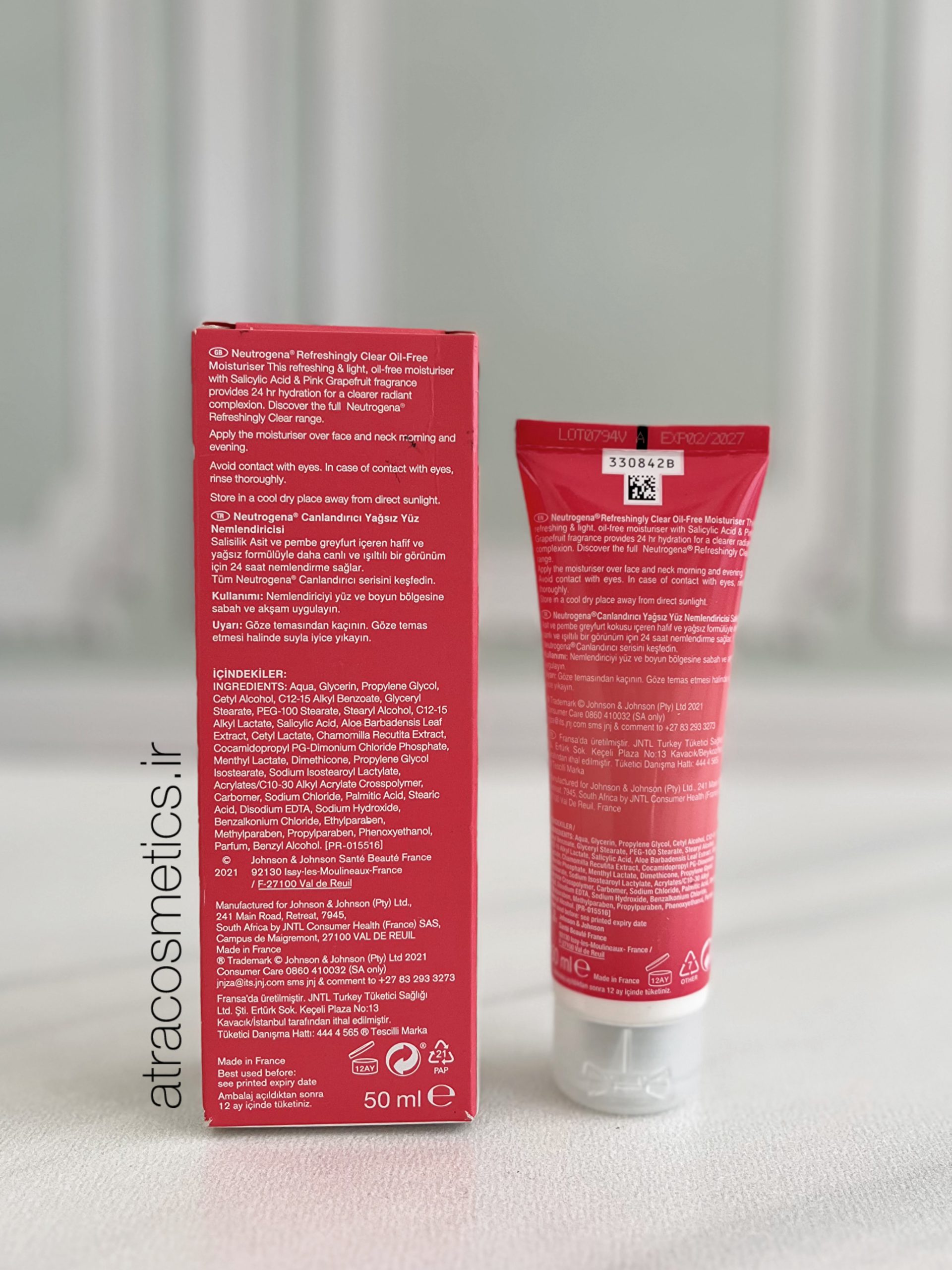 کرم مرطوب‌کننده‌ی و ضد آکنه گریپ‌فروت نوتروژینا Neutrogena Oil-Free Acne Moisturizer Pink Grapefruit — تصویر ۳