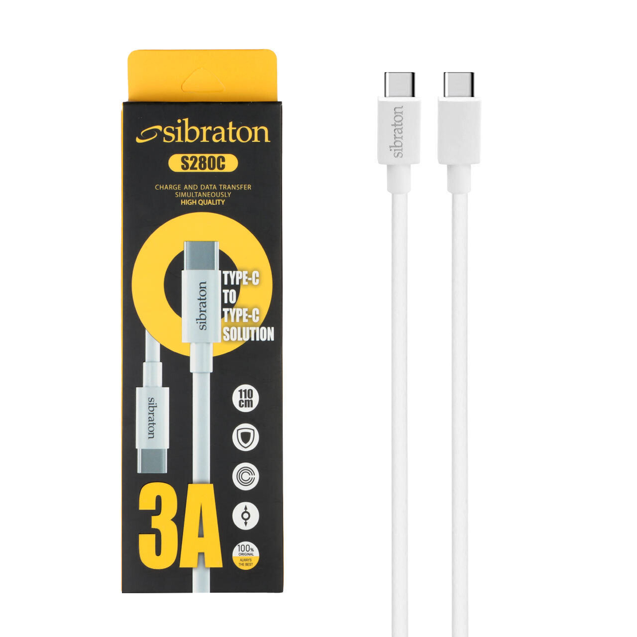 کابل شارژ sibraton دو سر تایپ c — تصویر ۳