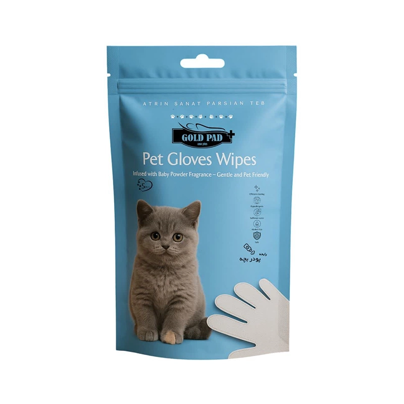 دستکش مرطوب حیوانات گلدپد بسته 5 عددی Gold pad