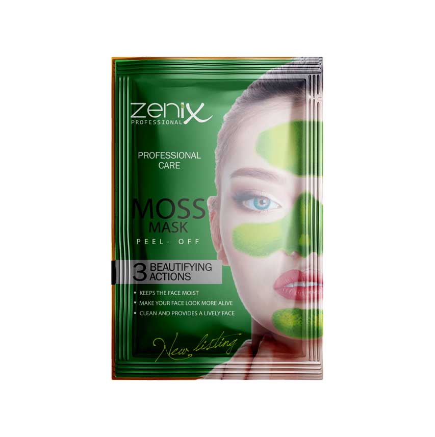 ماسک ورقه ای خزه سه کاره پاکسازی کننده, مرطوب کننده و درخشان کننده زنیکس Zenix حجم 15گرم — تصویر ۲