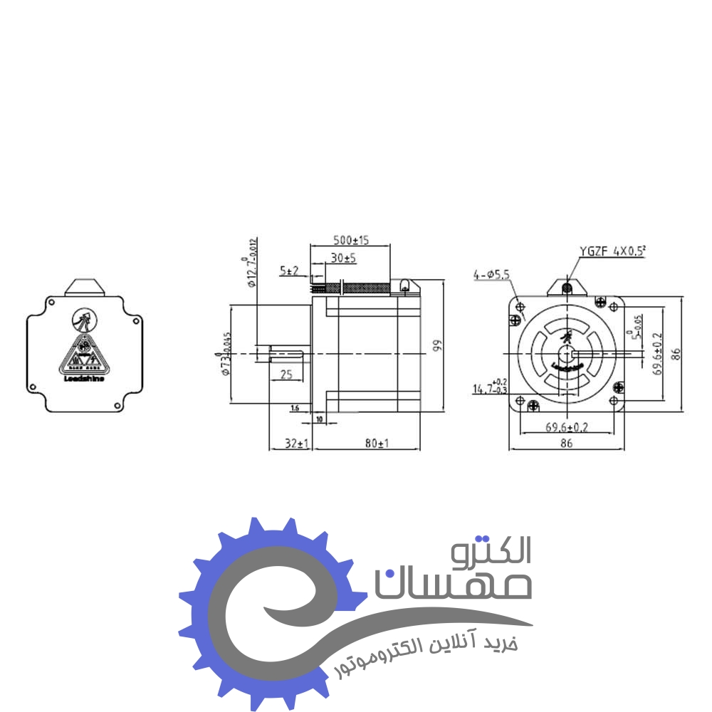 استپ موتور دوسرشفت لیدشاین 45 کیلوگرم سانتی متر، دو فاز، 4 سیم ، مدل 86CM45-SZ — تصویر ۴