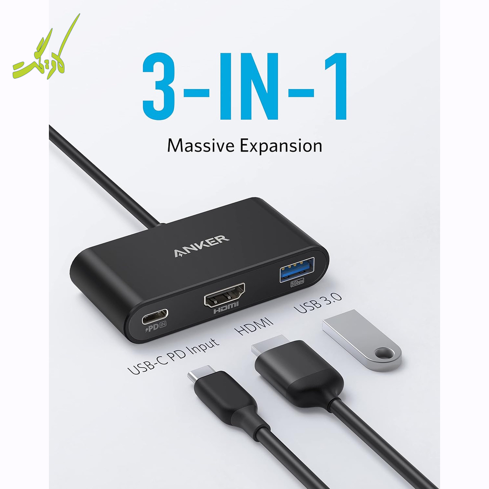 هاب ۳ پورت USB-C انکر Anker Power Expand 3-in-1 USB-C PD Hub A8339 — تصویر ۳