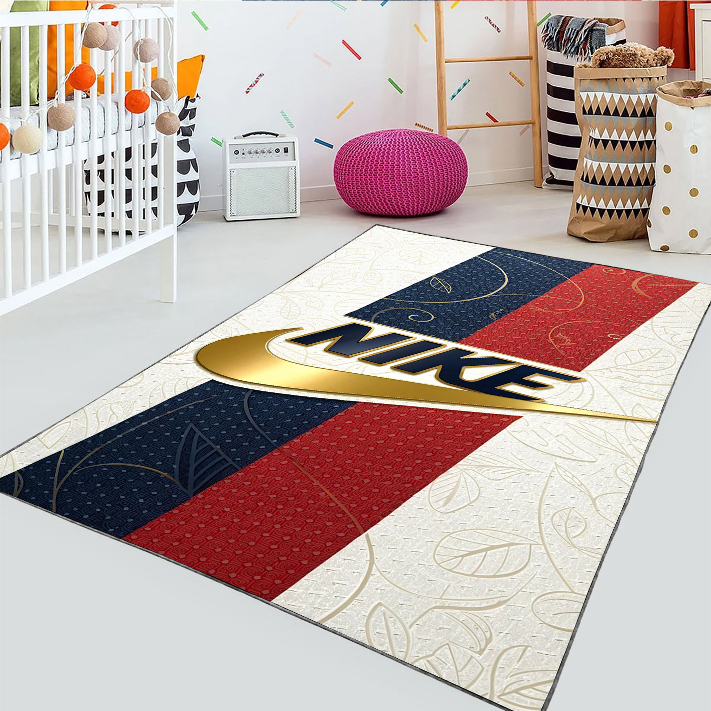 فرشینه طرح کلاسیک و لاکچری برند نایک با زمینه روشن WA-4602