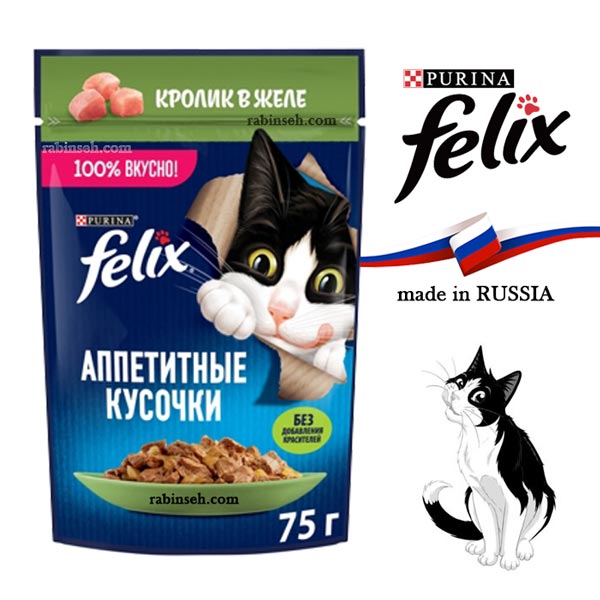 پوچ گربه فلیکس روسیه خرگوش در ژله 75 گرم — تصویر ۲