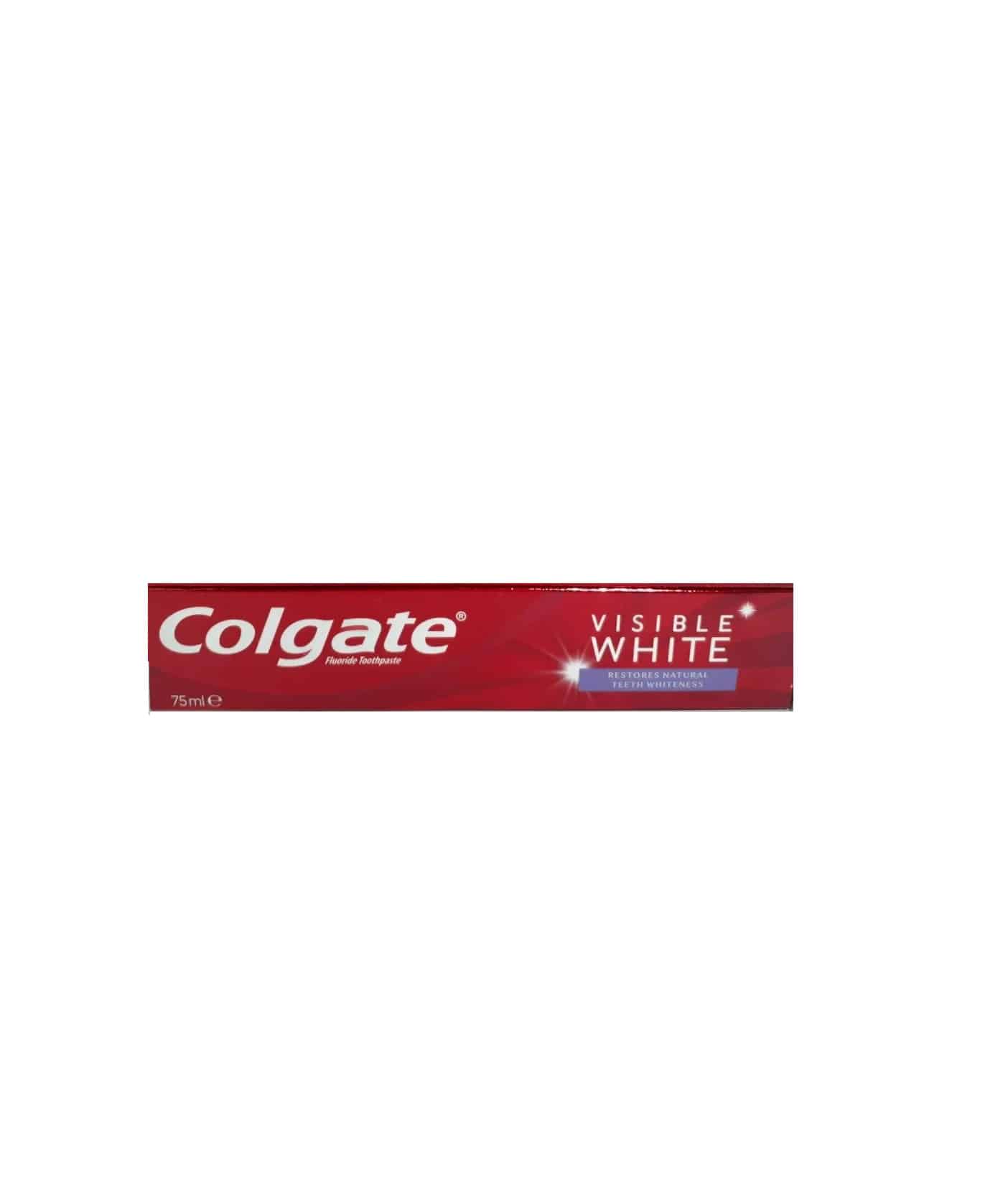 خمیر دندان کولگیت COLGATE مدل VISIBLE WHITE سری FLUORIDE TOOTHPASTE حجم 75 میل
