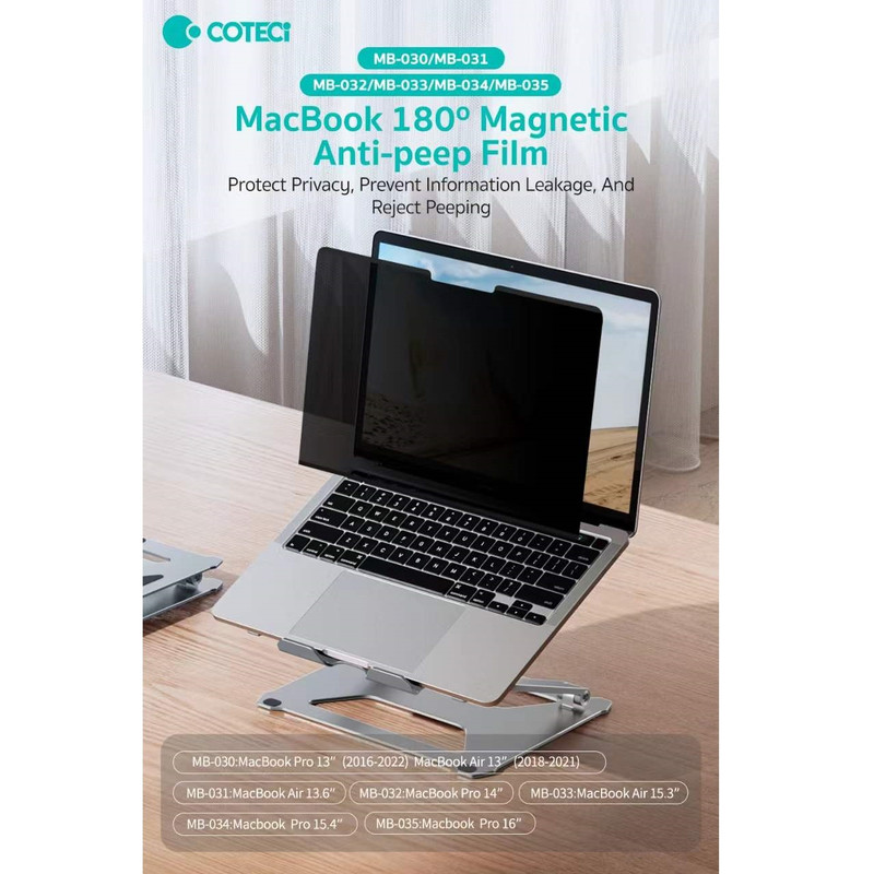 محافظ صفحه نمایش حریم شخصی کوتتسی مدل MB-031 مناسب برای لپ تاپ اپل MacBook Air 13.6 inch A2681(M2) /A3113(M3) /A3240(M4) — تصویر ۳