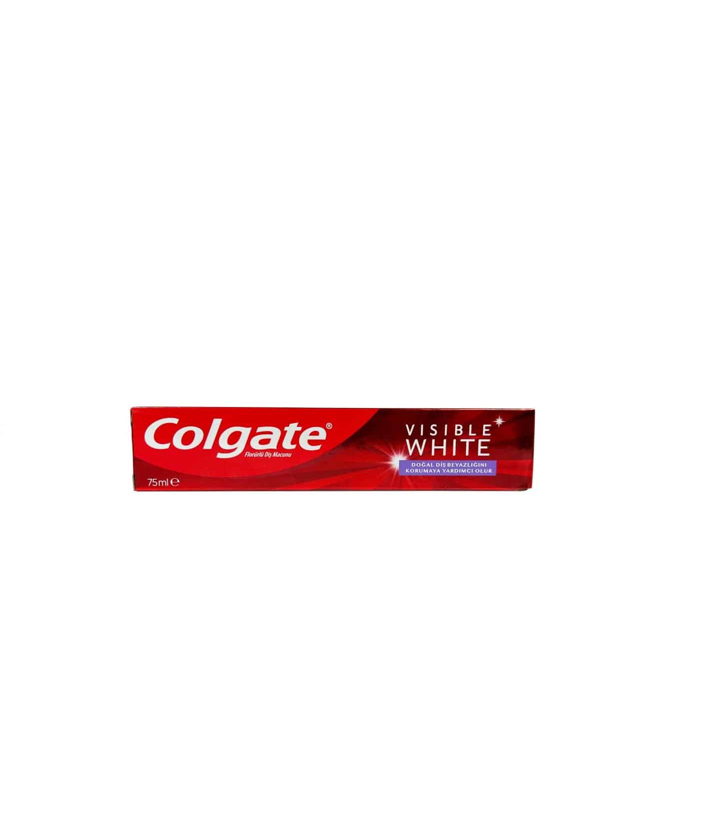 خمیر دندان کولگیت COLGATE مدل VISIBLE WHITE سری FLORURLU DIS MACUNU حجم 75 میل