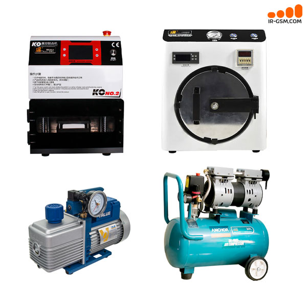 پکیج کامل ابزارهای تعویض گلس دستگاه لمینت / حبابگیر / وکیوم و کمپرسور