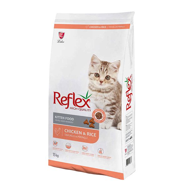 غذای خشک بچه گربه کیتن رفلکس با طعم مرغ و برنج (وزن 15KG) KITTEN_REFLEX