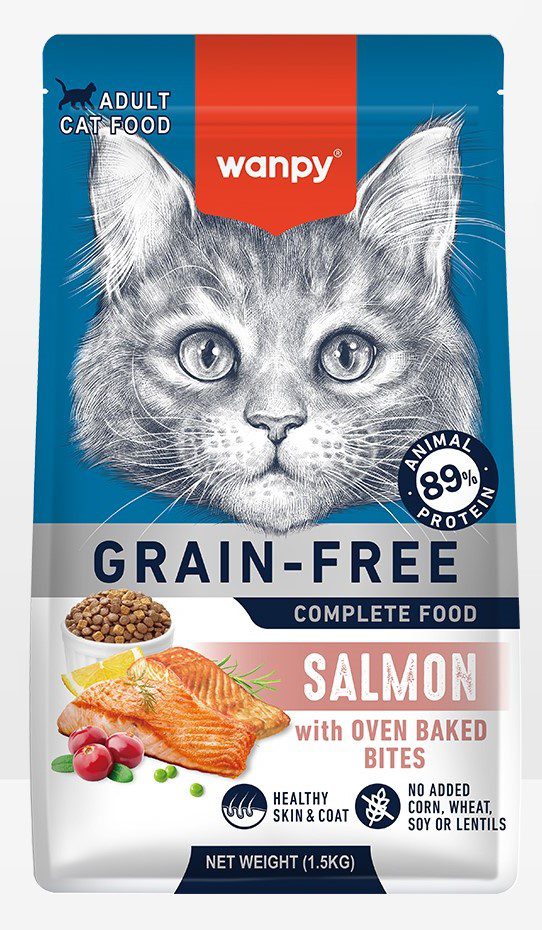غذای خشک گربه ونپی با طعم ماهی سالمون (وزن 1.5KG) Wanpy Grain Free Dry Food For Adult Cat–Salmon