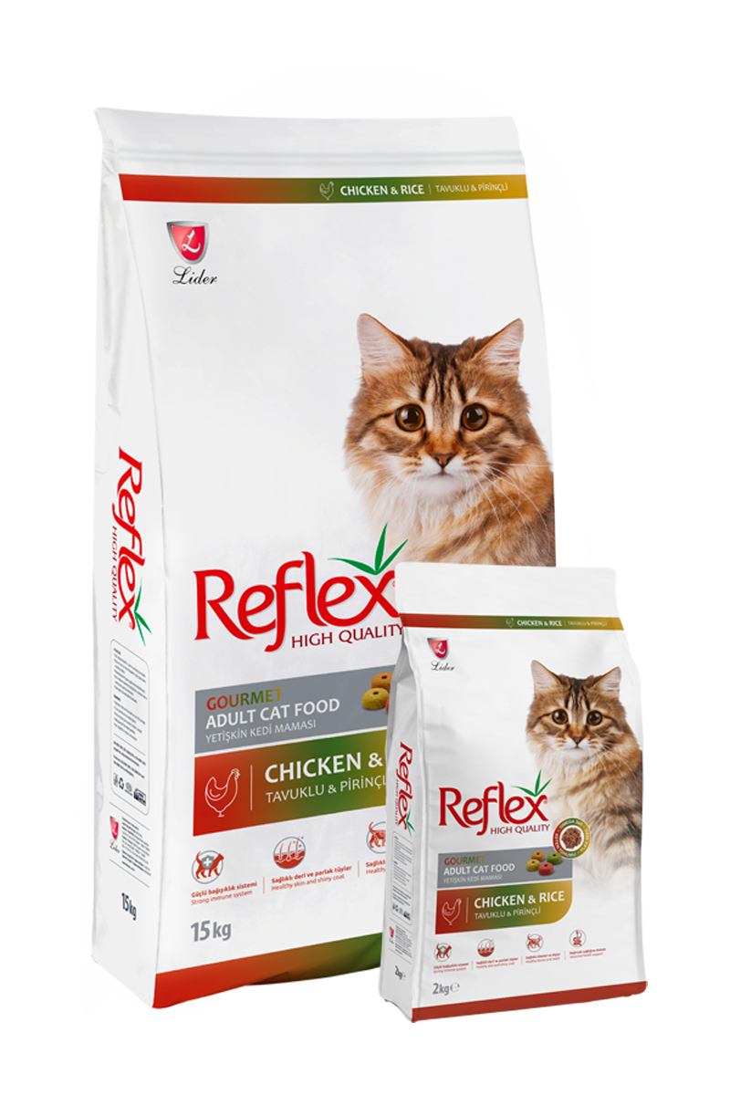 غذای خشک گربه گورمت مولتی کالر رفلکس با طعم مرغ و برنج (وزن 15KG) Gourmet Adult Cat Food_REFLEX