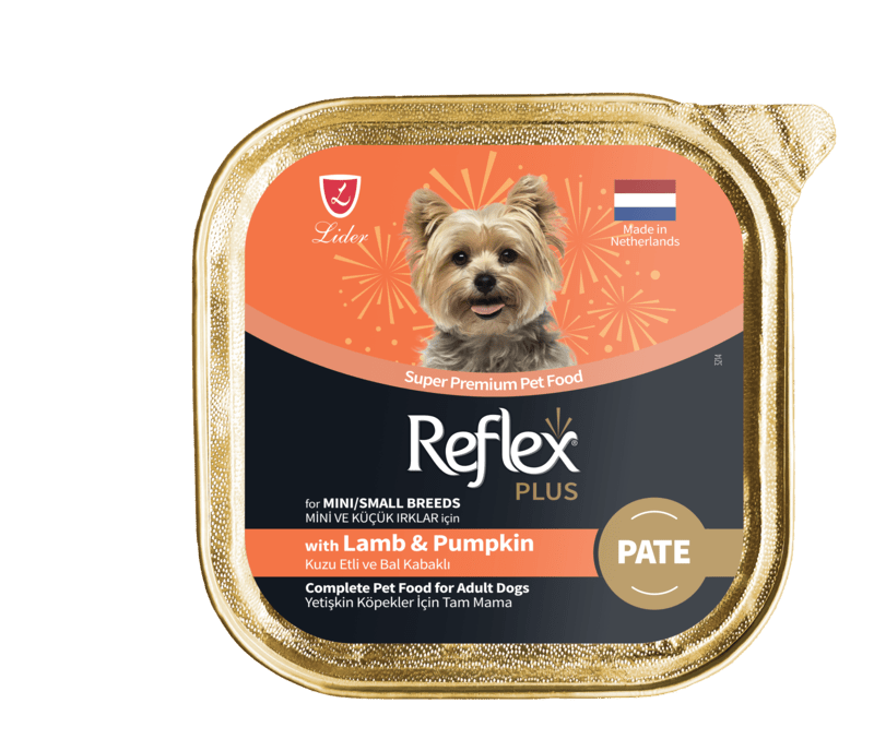 ووم پته سگ بالغ رفلکس پلاس با طعم گوشت بره و کدو تنبل Reflex plus with Lamb & Pumpkin / Mini/Small Breeds