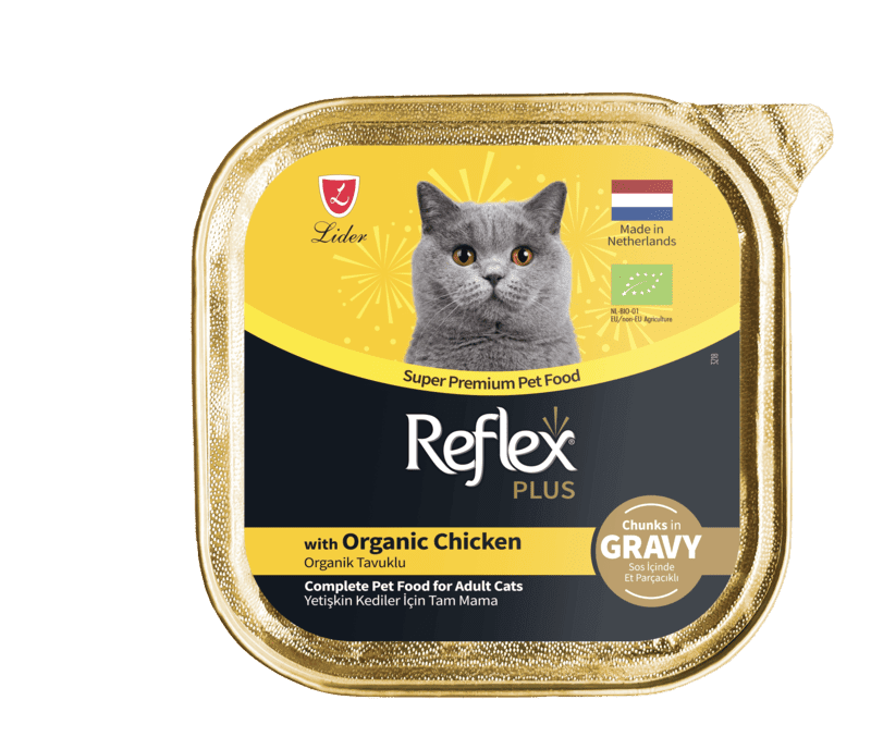 ووم گربه بالغ رفلکس پلاس با طعم مرغ ارگانیک (تکه ای در سس) Reflex plus Gravy with Organic Chicken
