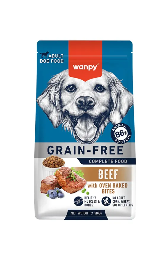 غذای خشک سگ ونپی با طعم گوشت گاو (وزن 1.5KG) Wanpy Grain Free Dry Food For Adult Dog_Beef