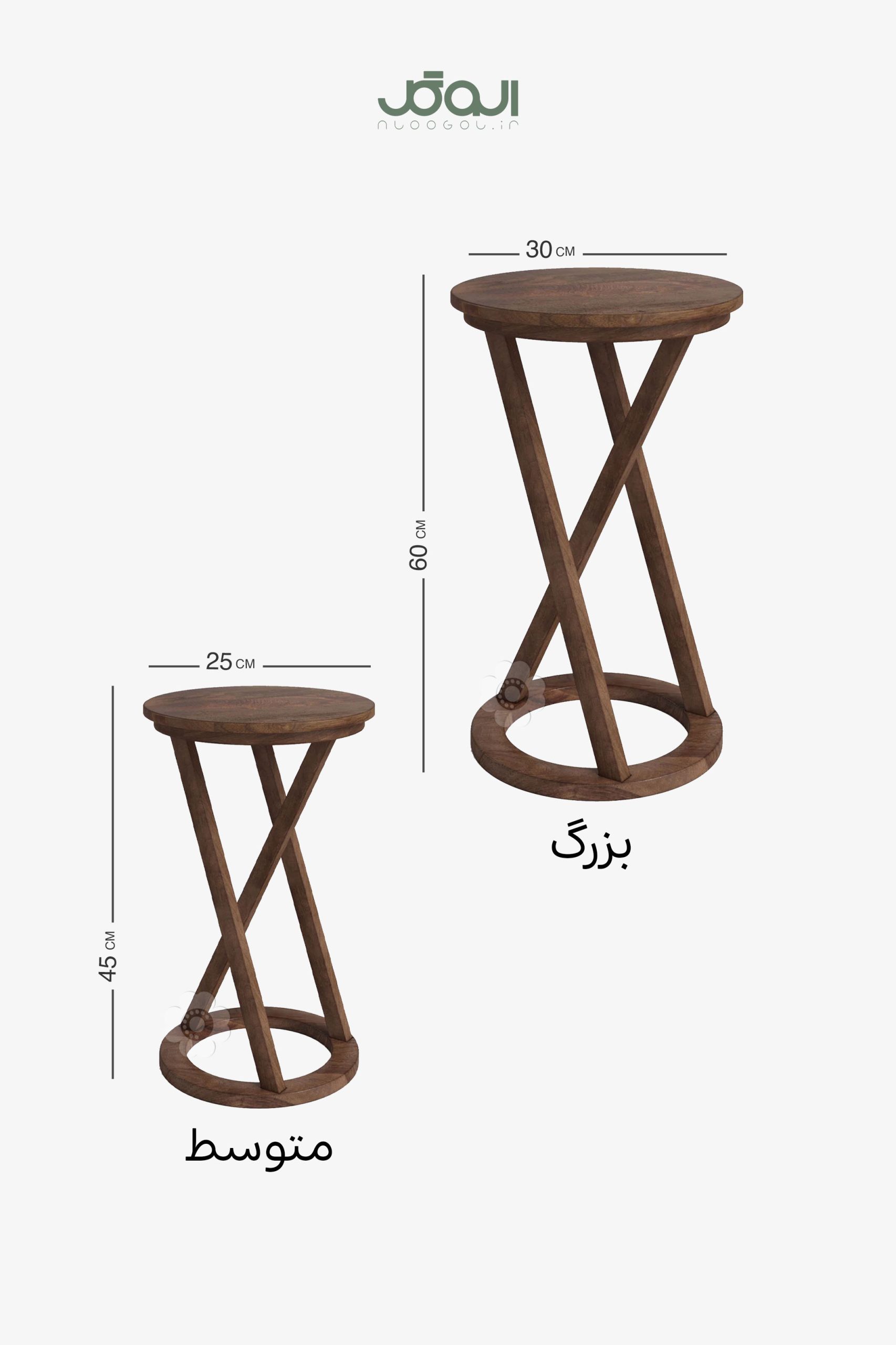 پایه گلدان دایره ای چوبی طرح z1 — تصویر ۳