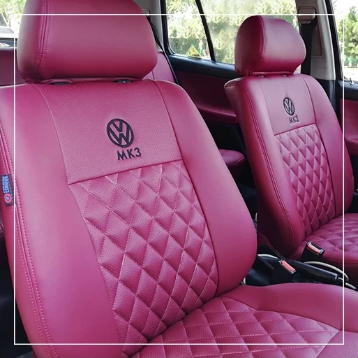 روکش صندلی فولکس واگن گلف Volkswagen مدل لمسه لوزی+گلدوزی برند R-1251) ECCCO) — تصویر ۲
