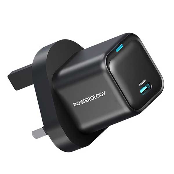 آداپتور شارژ 20 وات با کابل دو سر تایپ سی پاورولوژی Powerology Ultra-Compact GaN Charger PWCUQC016-C — تصویر ۵