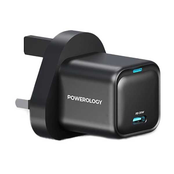 آداپتور شارژ 20 وات با کابل دو سر تایپ سی پاورولوژی Powerology Ultra-Compact GaN Charger PWCUQC016-C — تصویر ۴