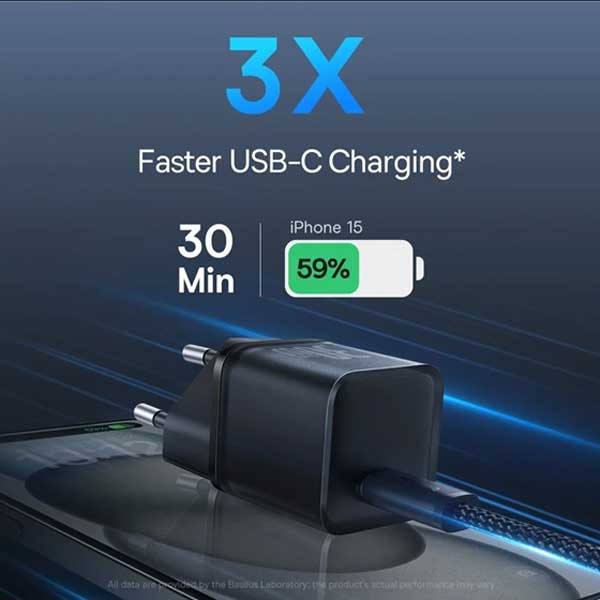 آداپتور دیواری 30 وات بیسوس Baseus GaN5S Fast Charger CCGAN30E5-S — تصویر ۵