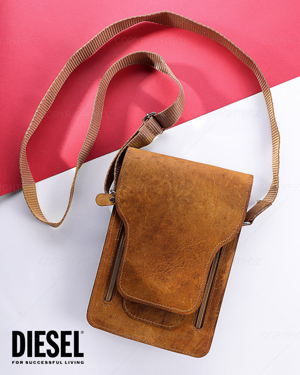 کیف دوشی DIESL چرم طبیعی مدل 945 — تصویر ۴