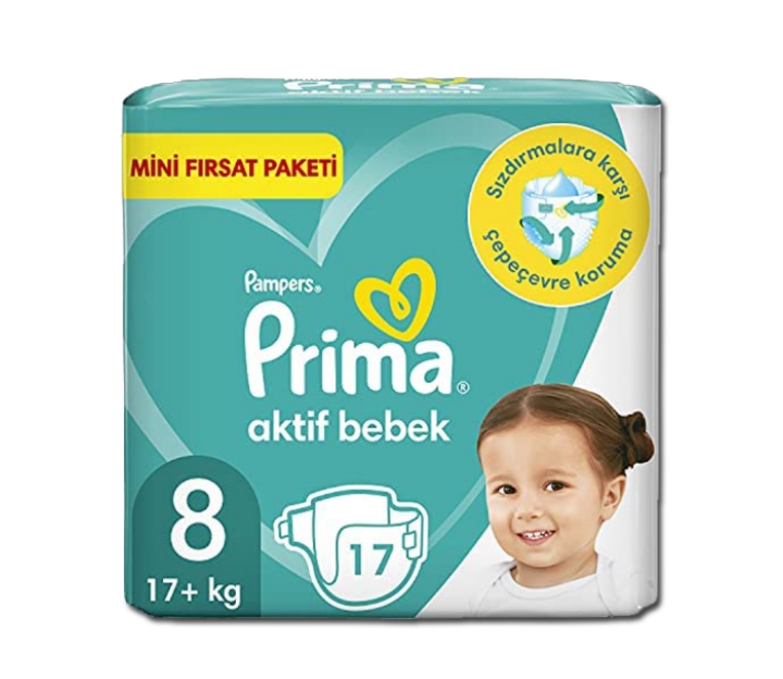 پوشک کودک پریما سایز 8 بسته 17 عددی