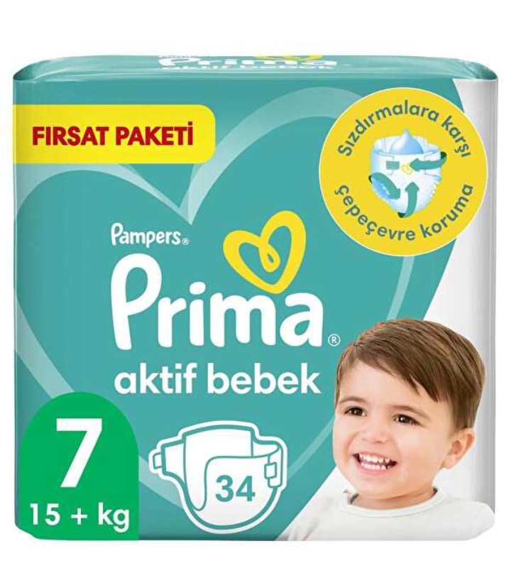 پوشک کودک پریما مدل bebek سایز 7 بسته 34 عددی