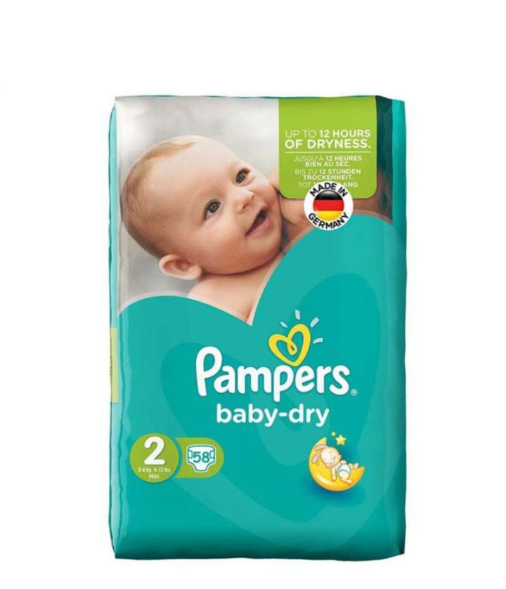 پوشک کودک پمپرز مدل New baby dry سایز 2 بسته 58 عددی