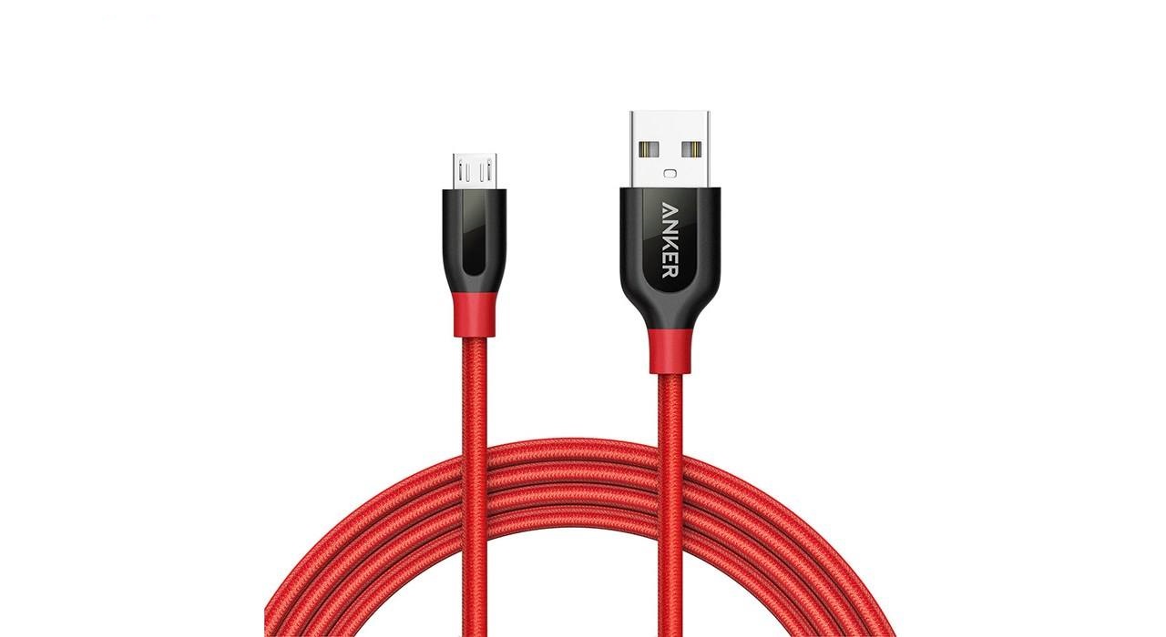 کابل تبدیل USB به Micro-USB انکر مدل A8143 PowerLine Plus طول ۱٫۸ متر به همراه کیف نگهدارنده