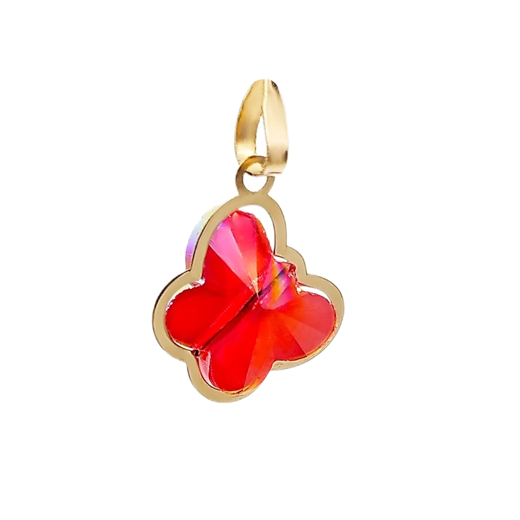 آویز گردنبند طلا 18 عیار سوزیانا مدل پروانه رنگی — تصویر ۳