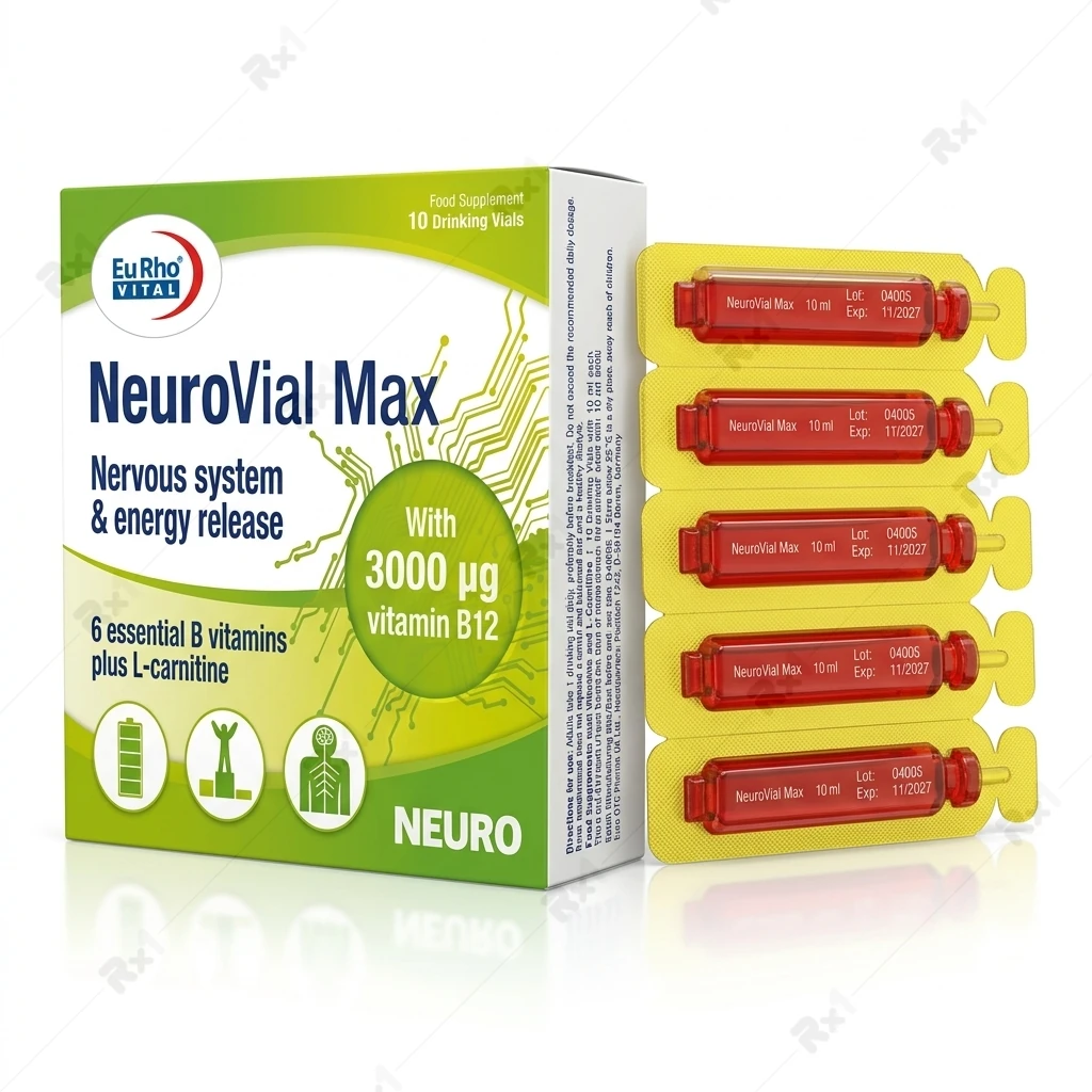 ویال خوراکی نوروویال مکس یوروویتال – کمک به عملکرد سیستم عصبی و کاهش خستگی – 10 عدد