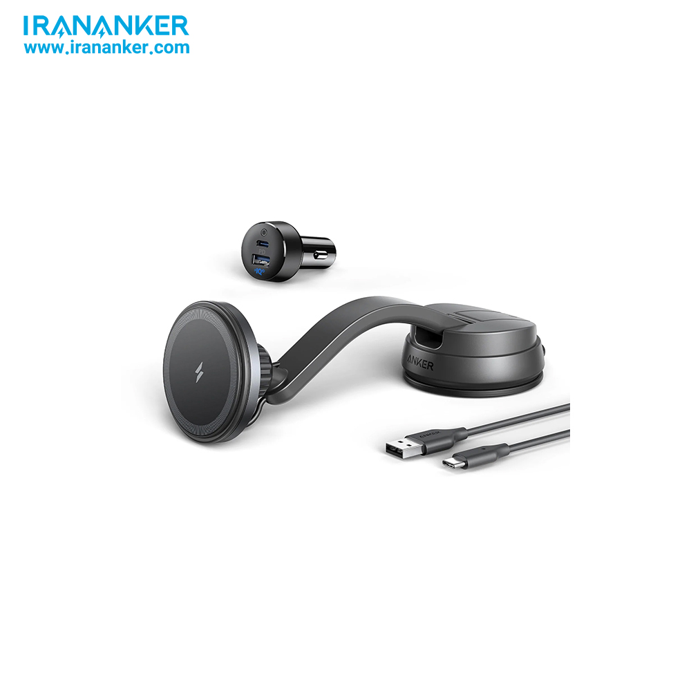پایه نگهدارنده خودرو و شارژر بی سیم آیفون انکر Anker 613 Magnetic Wireless Charger (MagGo) مدل B2930