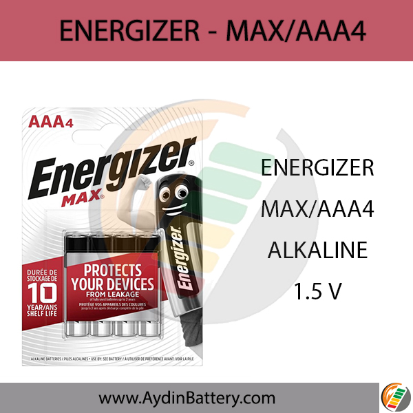 باتری نیم قلمی آلکالاین ENERGIZER-AAA4 MAX — تصویر ۲