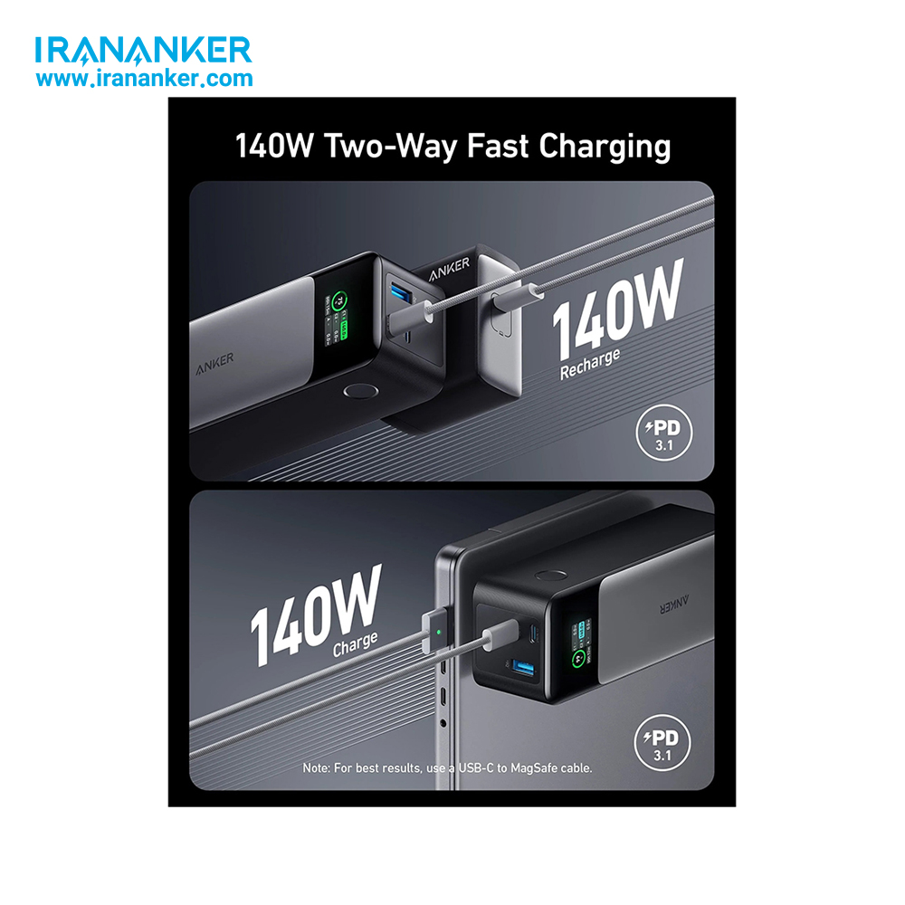 شارژر همراه انکر 140 واتی انکر با ظرفیت 24000 میلی آمپر Anker 737 Power Bank (PowerCore 24K) – مدل A1289 — تصویر ۴