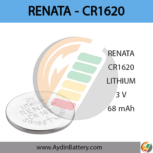 باتری لیتیومی سکه ای رناتا RENATA – CR1620 — تصویر ۲