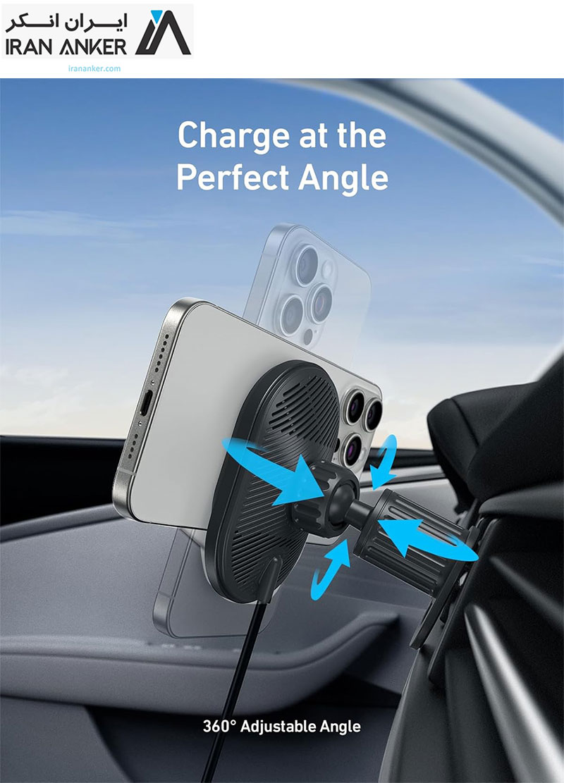 پایه نگهدارنده خودرو و شارژر بی سیم انکر مدل Anker MagGo 15W MagSafe Car Mount مدل B2932 — تصویر ۶