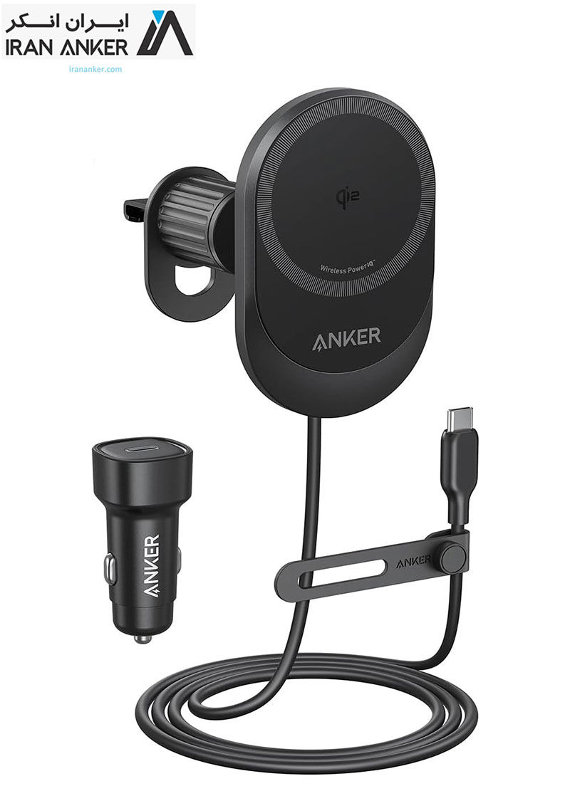 پایه نگهدارنده خودرو و شارژر بی سیم انکر مدل Anker MagGo 15W MagSafe Car Mount مدل B2932
