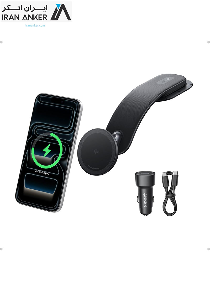 پایه نگهدارنده جداشدنی و شارژر بیسیم خودرو انکر Anker Nano Wireless Car Charger 15W Qi2-Certified Fast Charging مدل B2216