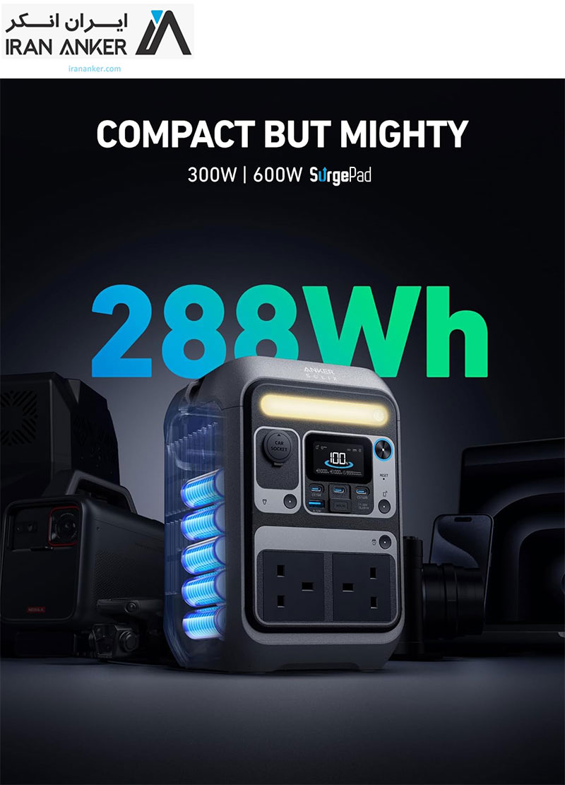نیروگاه همراه انکر Anker SOLIX C300(AC PLUG)Portable Power Stationمدل A1722