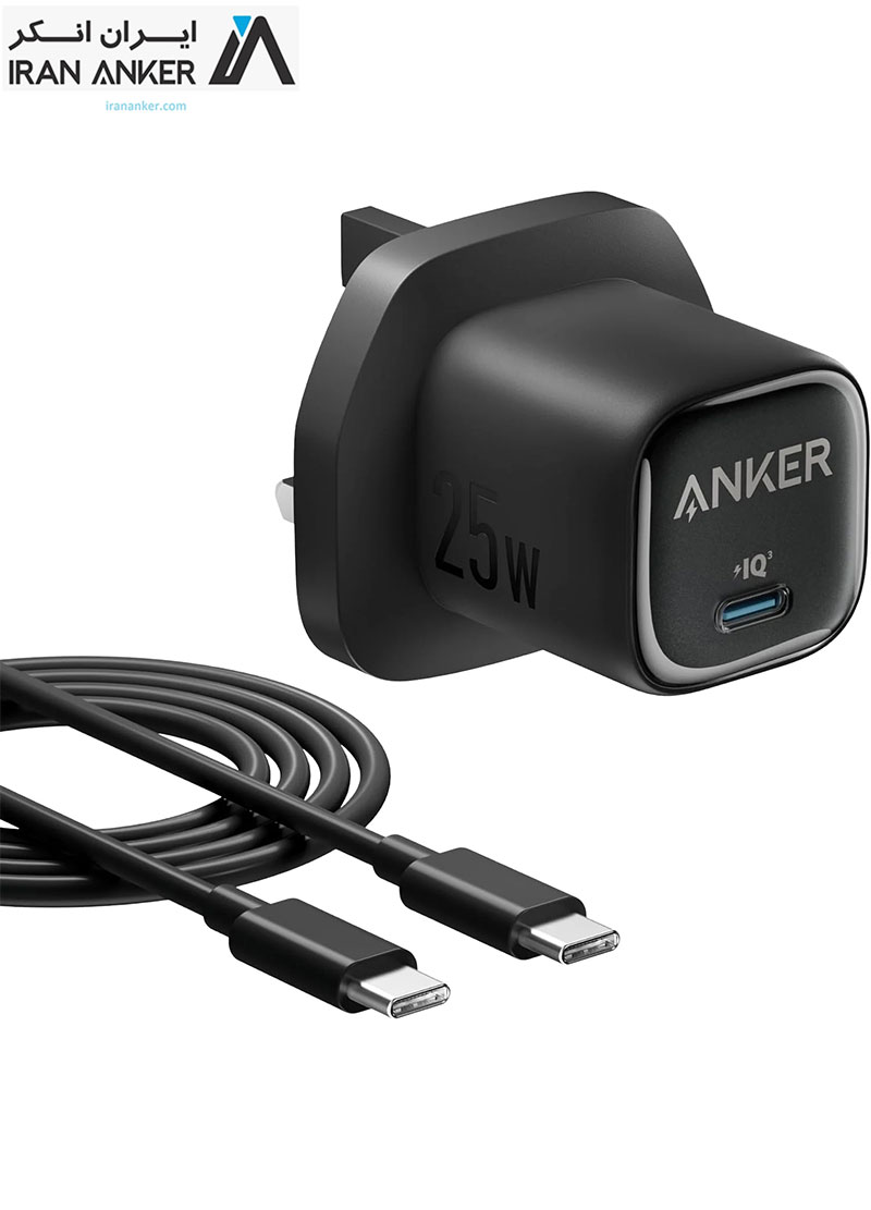 شارژر 25 واتی انکر به همراه کابل Anker USB-C Charger 25W With Cable مدل B2656