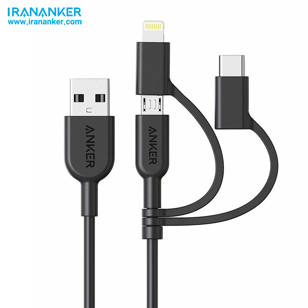 کابل انکر Powerline II USB-A To 3 in 1 طول ۹۰ سانتی متر – مدل A8436