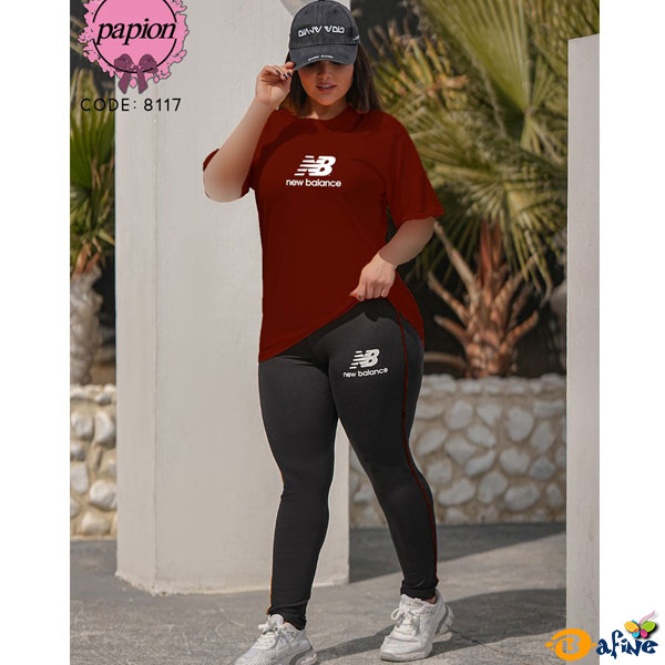ست دو تیکه تیشرت و شلوار زنانه نیو بالانس سایز بزرگ کد 81171